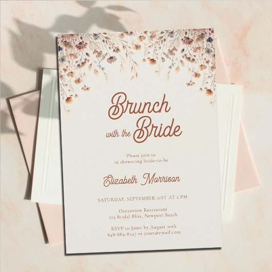 Invitation Fleur sauvage Vintage Terracotta Bridal Brunch Dou