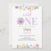 Invitation fleur sauvage violet 1er anniversaire (Devant)