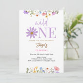 Invitation fleur sauvage violet 1er anniversaire (Debout devant)