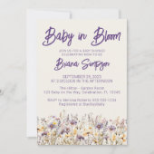 Invitation Fleur sauvage violet beige Baby shower neutre (Devant)