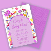 Invitation Fleur sauvage violet Boho Arch 30e fête d'annivers