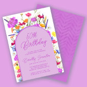 Invitation Fleur sauvage violet Boho Arch 50e fête d'annivers