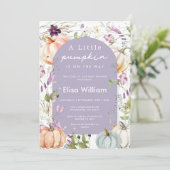 Invitation Fleur sauvage violet Citrouille Baby shower Garden (Debout devant)
