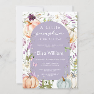 Invitation Fleur sauvage violet Citrouille Baby shower Garden