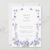 Invitation Fleur sauvage violet Enregistrer le Modèle de date (Devant)