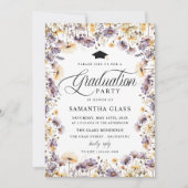 Invitation Fleur sauvage violet moderne fête de graduation ph (Devant)