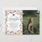 Invitation Fleur sauvage violet moderne fête de graduation ph (Devant)