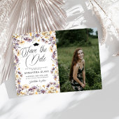 Invitation Fleur sauvage violet moderne fête de graduation ph