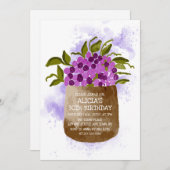 Invitation Fleur sauvage violet sur l'aquarelle de Pot Annive (Devant / Derrière)