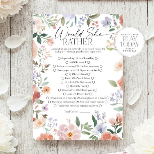 Invitation Fleur sauvage Voudrait-Elle Plutôt Fête des mariée
