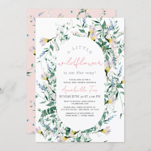 Invitation Fleur sauvage Watercolor Girl Baby shower virtuel