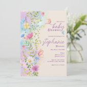 Invitation Fleur sauvage Whimsical Butimsical Garden Baby sho (Debout devant)