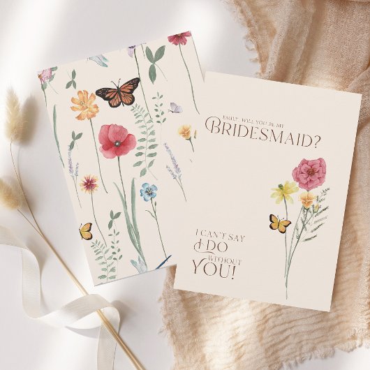 Invitation Fleur sauvage Whimsical Butterfly Bridesmaid Propo