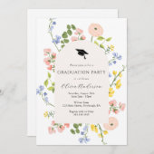 Invitation Fleur sauvage Whimsical Floral Graduation Party (Devant / Derrière)
