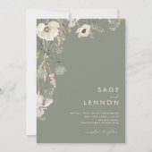 Invitation Fleur sauvage Whimsical Meadow Sage Vert tout en u (Devant)
