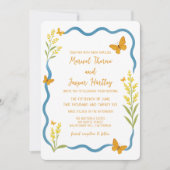 Invitation Fleur sauvage Whimsical Papillon main tiré Mariage (Devant)