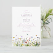 Invitation Fleur sauvage Whimsical Papillons Mariage (Debout devant)