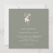 Invitation Fleur sauvage Whimsical simple | Carré vert Sage (Devant)