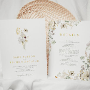 Invitation Fleur sauvage Whimsical simple tout en un Mariage