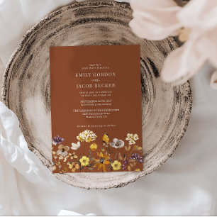 Invitation Fleur sauvage Whimsical Terracotta Boho Mariage