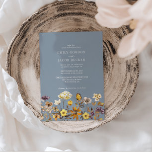 Invitation Fleur sauvage Whimsy Dusty Blue Boho Mariage