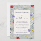 Invitation Fleur sauvage Whimsy Dusty Blue Mariage (Devant)