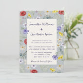 Invitation Fleur sauvage Whimsy Dusty Blue Mariage (Debout devant)
