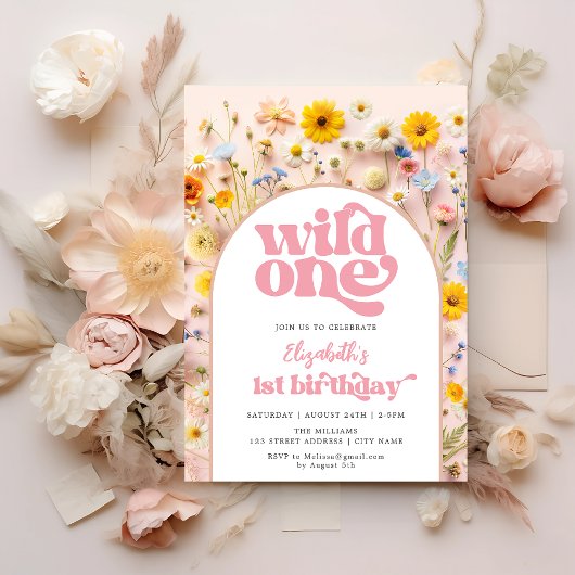 Invitation Fleur sauvage Wild One Anniversaire