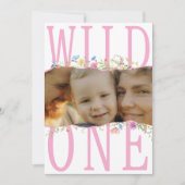 Invitation Fleur sauvage Wild One Boho Girl Photo 1er anniver (Devant)