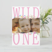 Invitation Fleur sauvage Wild One Boho Girl Photo 1er anniver (Debout devant)