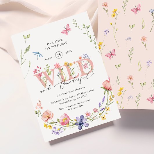 Invitation Fleur sauvage Wild & Onederday 1er anniversaire