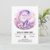 Invitation Fleur sauvage Wolf Girl Anniversaire (Debout devant)