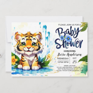 Invitation Fleur sauvage Wonderland Tiger Cubs Baby shower ga