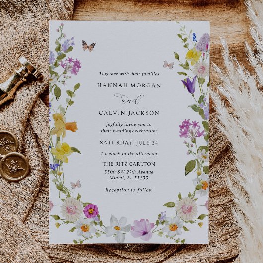 Invitation Fleur sauvage Wreath Élégant Mariage de jardin