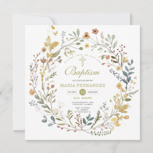 Invitation fleur sauvage Wreath Floral Baptism
