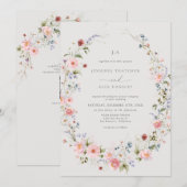 Invitation Fleur sauvage Wreath | Mariage Rsvp Code Qr (Devant / Derrière)