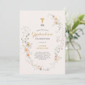 Invitation Fleur sauvage Wreath Médicale Graduation Party (Debout devant)