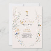Invitation Fleur sauvage Wreath Médicale Graduation Party (Devant)