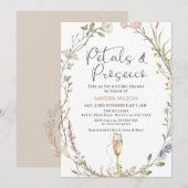 Invitation Fleur sauvage Wreath Petals Prosecco Fête des mari (Devant / Derrière)