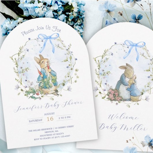 Invitation Fleur sauvage Wreath Pierre le Baby shower Rabbit