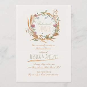 Invitation Fleur sauvage Wreath Rustic Fall Rehearer Dîner