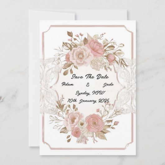 Invitation Fleur sauve la date (Devant)