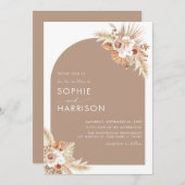 Invitation Fleur séchée Boho Pampas Grass Tout en un Mariage (Devant / Derrière)