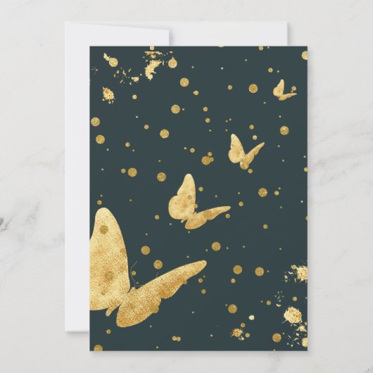 Invitation Fleur séchée Bordure géométrique Fond vert foncé (Dos)