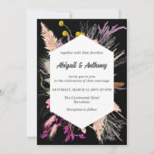 Invitation Fleur séchée/ Mariage noir et blanc (Devant)