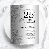 Invitation Fleur Silver Black 25e Anniversaire