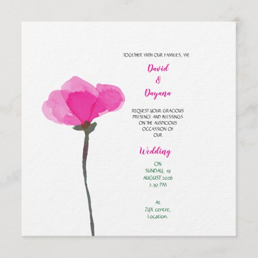 Invitation Fleur simple (Devant)
