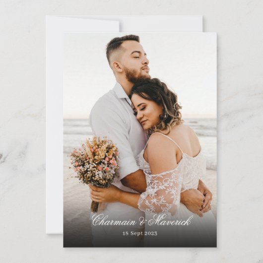 Invitation Fleur simple main dessinée Photo Qr Code Mariage (Dos)