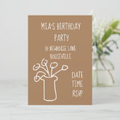 Invitation Fleur simple moderne style boho Party (Debout devant)
