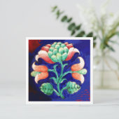 INVITATION FLEUR STYLISÉE / FLEURALE ROSE ROUGE VERT ORANGE B (Debout devant)